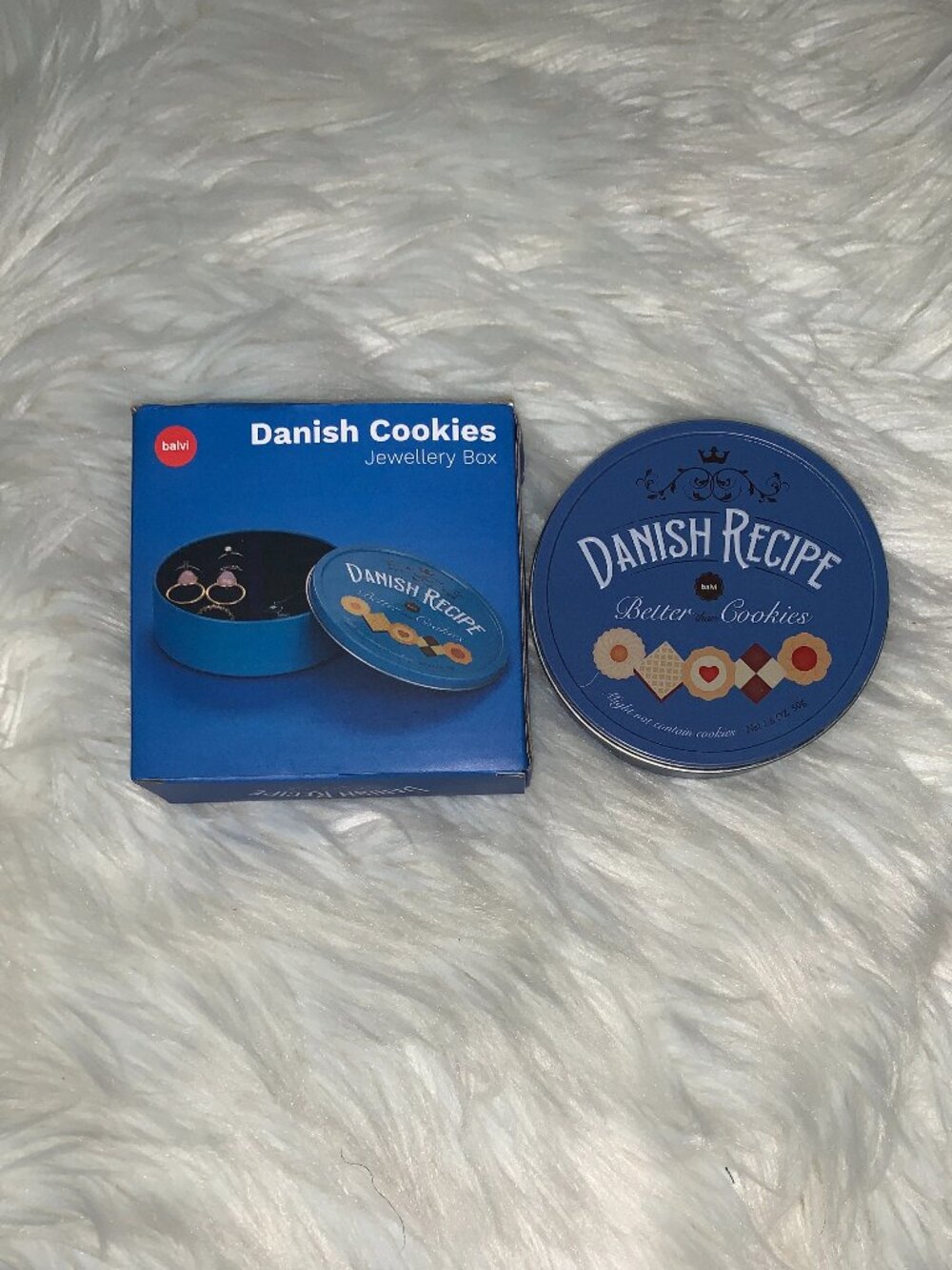 ANTHROPOLOGIE Danish Cookies Small Jewelry Box in Blue